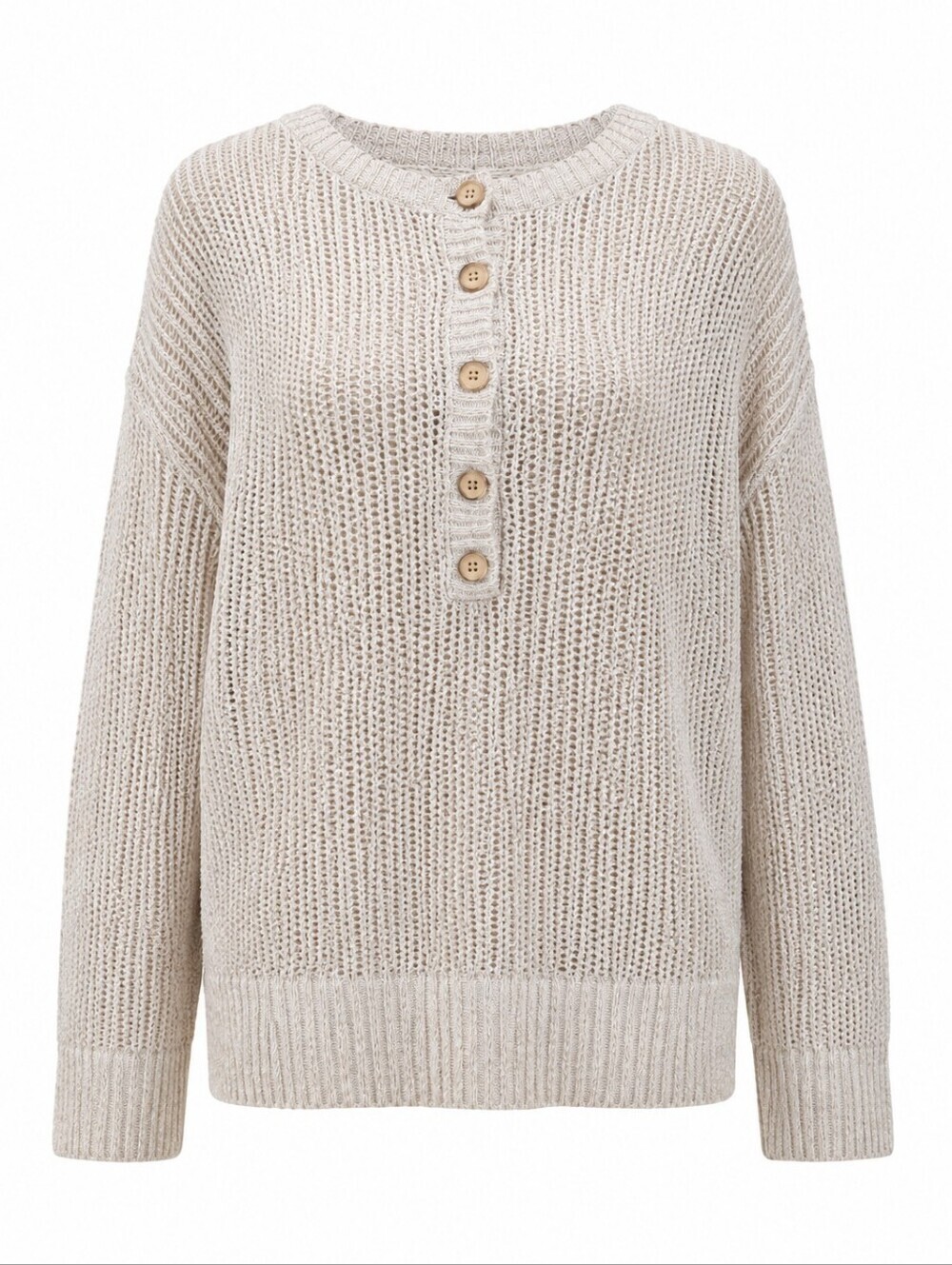 Kate Hill women's beige ramie buttoned sweater size L